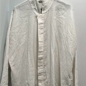 Eskandar White Mandarin-Collar Shirt